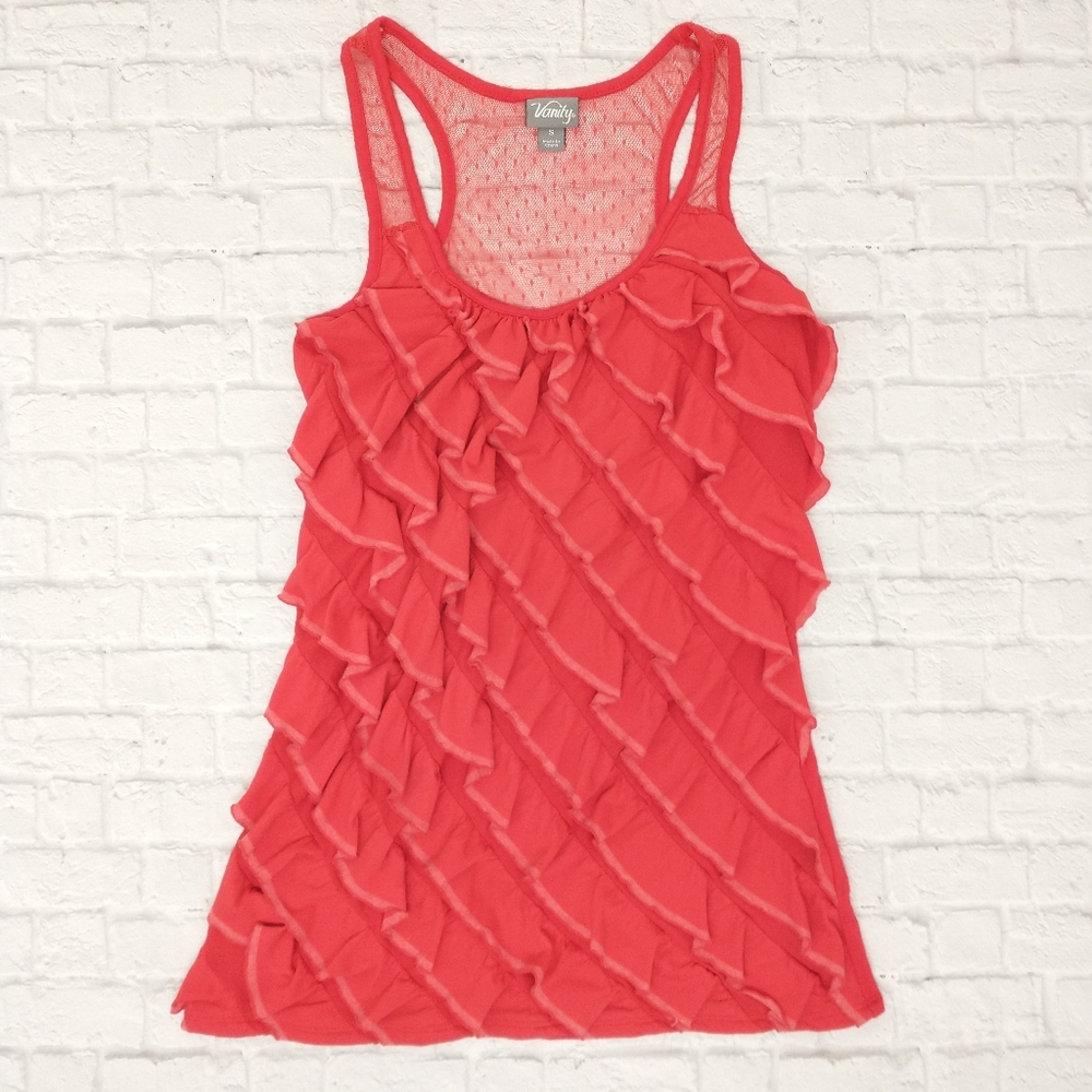 Vanity Red Ruffle Tank
